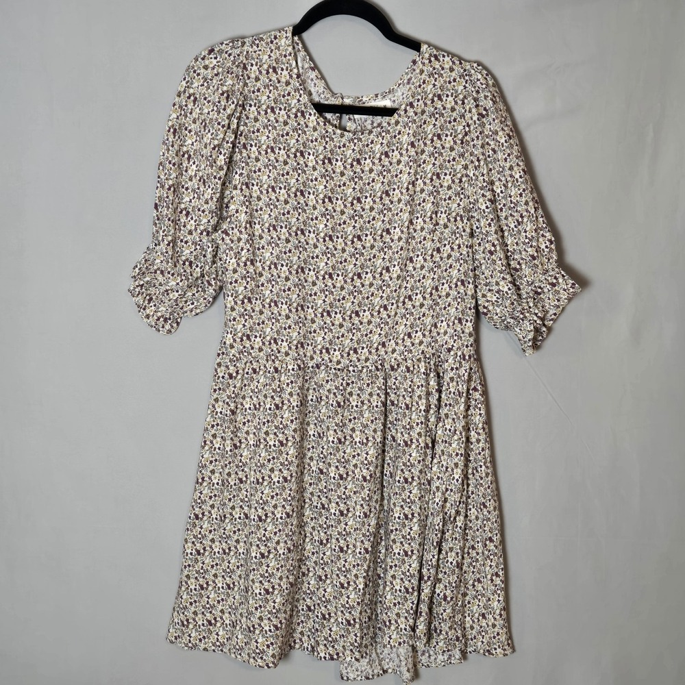Natural Life Blaire Dress Balloon Sleeves Sz M Prairie Ditsy Floral Romantic
